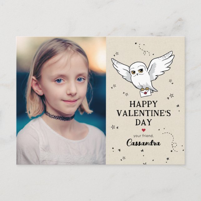 Harry Potter | Hedwig Happy Valentine's Day Postkarte (Vorderseite)
