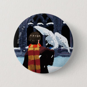 HARRY POTTER™ & Hedwig im Schnee Button