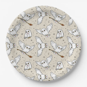 Harry Potter Hedwig-Muster - Baby Shower Pappteller