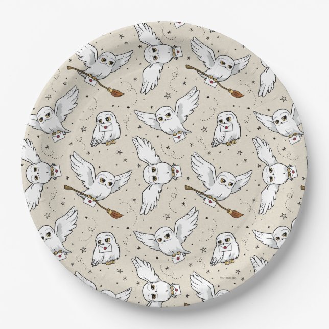 Harry Potter | Hedwig-Muster - Baby Shower Pappteller (Vorderseite)
