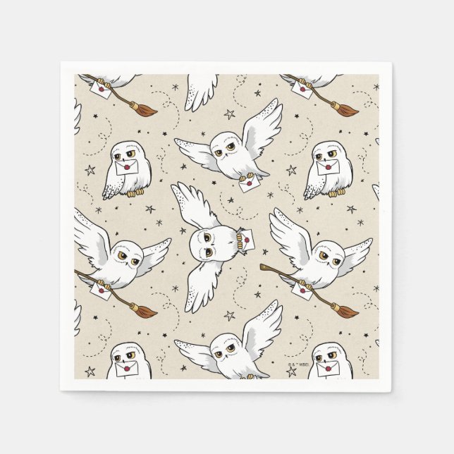 Harry Potter | Hedwig-Muster - Babyparty Serviette (Vorderseite)