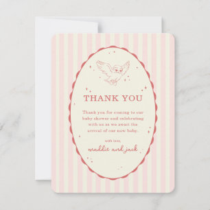 Harry Potter Hedwig Rosa Streifen Baby Shower Dankeskarte