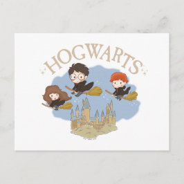 HARRY POTTER™, Hermione & Ron Fly Over HOGWARTS™ Postkarte