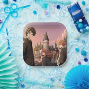 HARRY POTTER™ Hermione & Ron HOGWARTS™ Anime-Szene Pappteller