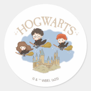 HARRY POTTER™, Hermione und Ron fliegen über HOGWA Runder Aufkleber