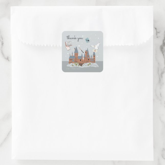 Harry Potter Hogwarts Castle Babydusche Danke Quadratischer Aufkleber (Tasche)