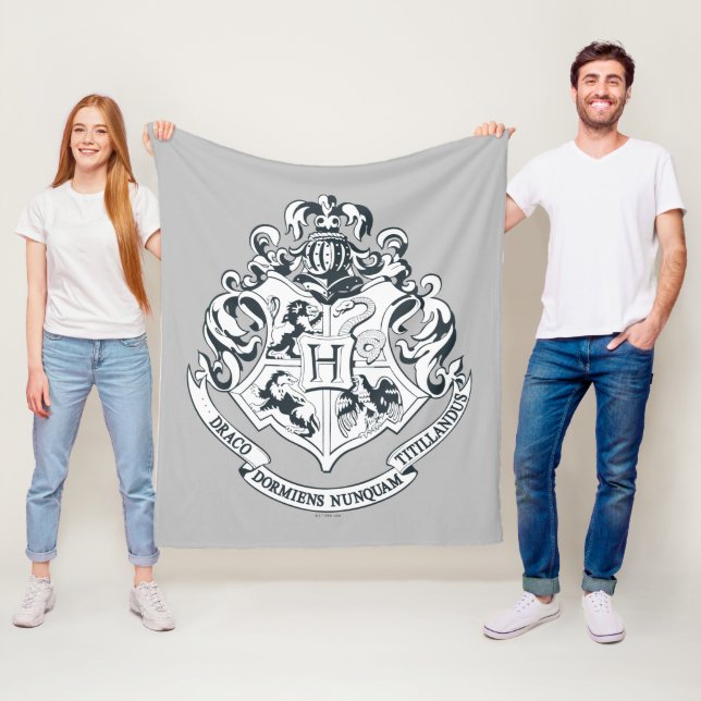 Harry Potter | Hogwarts Crest - Black and White Fleecedecke (Beispiel)