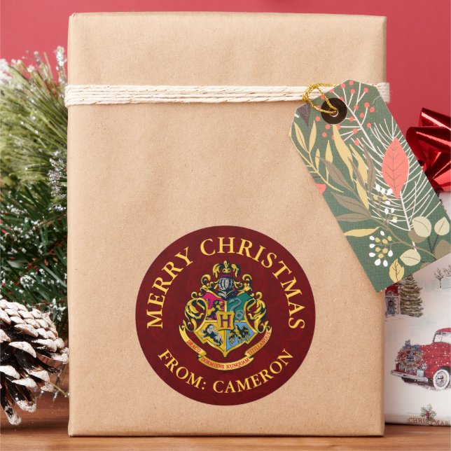 Harry Potter | Hogwarts Crest | Frohe Weihnachten Runder Aufkleber (Feiertag)