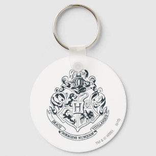 Harry Potter   Hogwarts Crest - Schwarz und Weiß Schlüsselanhänger