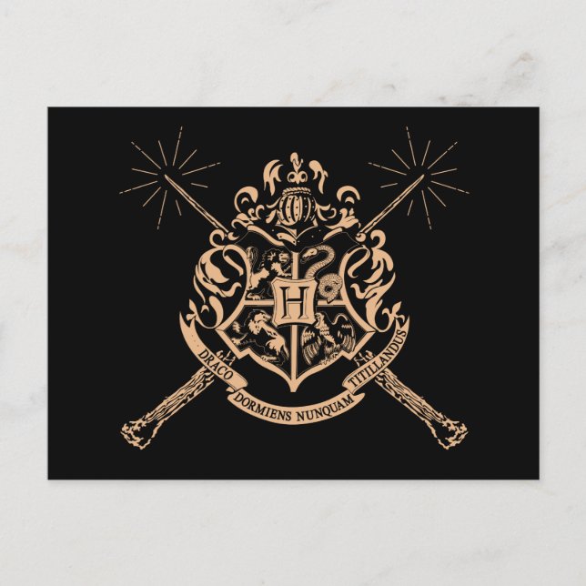 Harry Potter | Hogwarts Crossed Wands Wappen Postkarte (Vorderseite)
