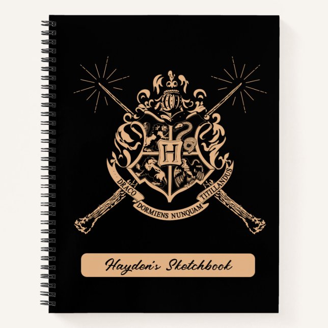 Harry Potter | Hogwarts Crossed Wands Wappen Sketc Notizbuch (Vorderseite)