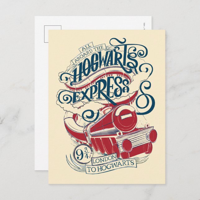 Harry Potter | Hogwarts Express Typografy Postkarte (Vorne/Hinten)