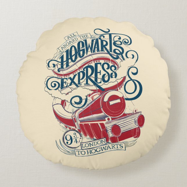 Harry Potter | Hogwarts Express Typografy Rundes Kissen (Vorderseite)