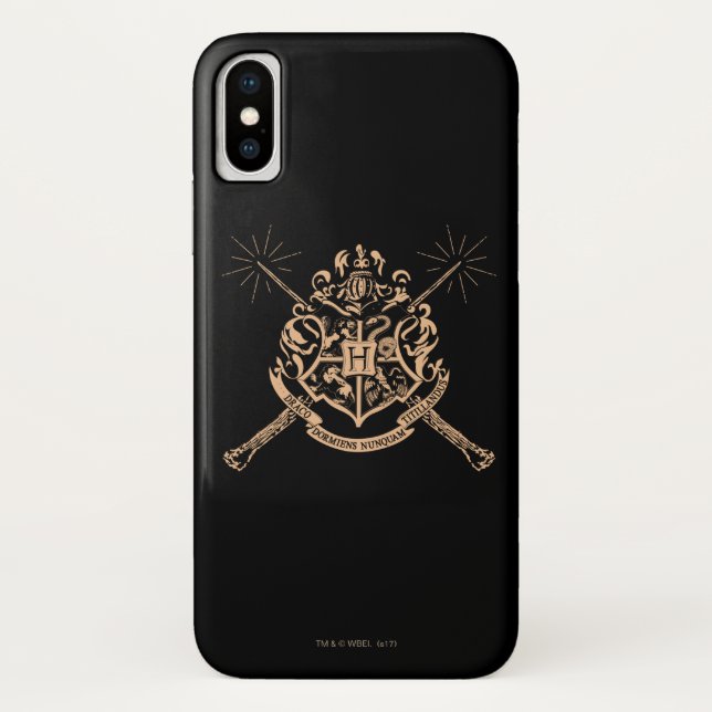 Harry Potter | Hogwarts gekreuzte Zauberstäbe Wapp Case-Mate iPhone Hülle (Rückseite)