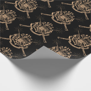 Harry Potter   Hogwarts gekreuzte Zauberstäbe Wapp Geschenkpapier