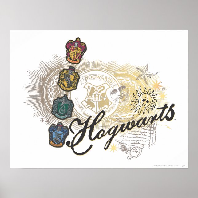 Harry Potter | Hogwarts Houses - Vollfarbigkeit Poster (Vorne)