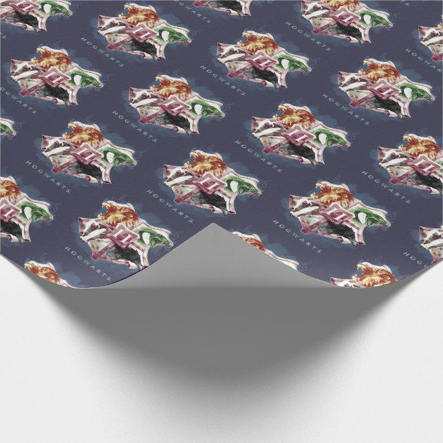 Harry Potter | HOGWARTS™ Wappen Aquarell Geschenkpapier (Ecke)
