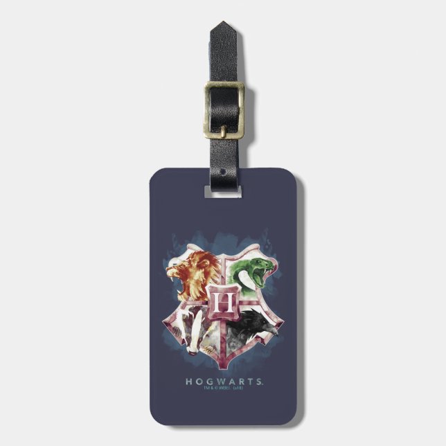 Harry Potter | HOGWARTS™ Wappen Wasserfarbe Gepäckanhänger (Vorderseite vertikal)