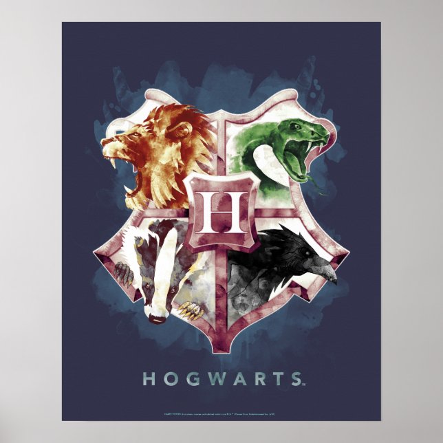 Harry Potter | HOGWARTS™ Wappen Wasserfarbe Poster (Vorne)