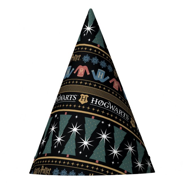 HARRY POTTER™ Holiday Sweater Muster Partyhütchen (Vorderseite)