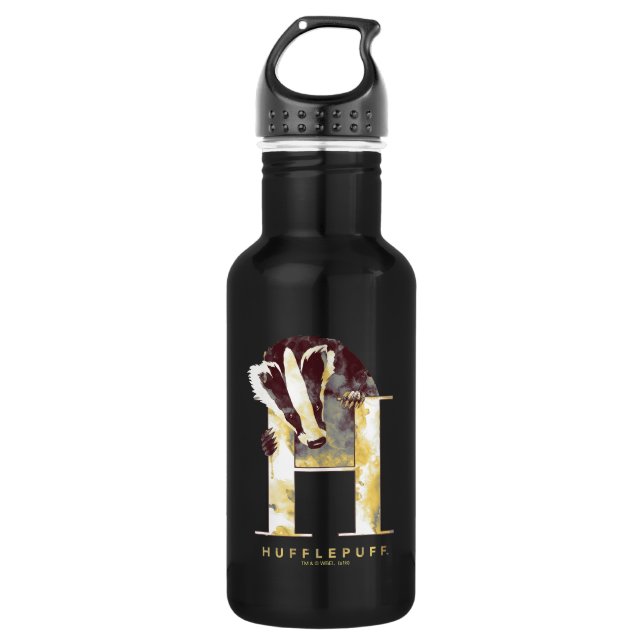 Harry Potter | HUFFLEPUFF™ Badger Edelstahlflasche (Vorderseite)