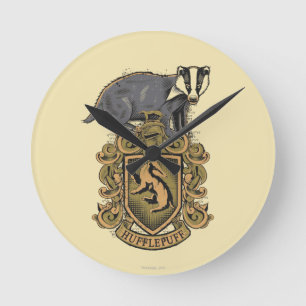Harry Potter Hufflepuff Crest with Badger Runde Wanduhr