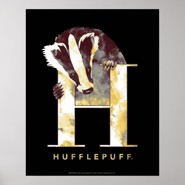 Harry Potter | HUFFLEPUFF™ Dachs Wasserfarben Poster (Vorne)