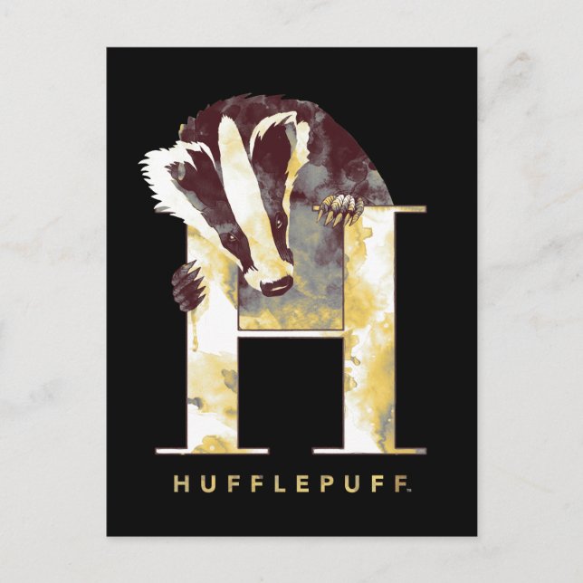 Harry Potter | HUFFLEPUFF™ Dachs Wasserfarben Postkarte (Vorderseite)