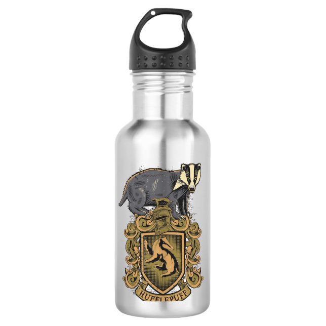 Harry Potter | Hufflepuff-Wappen mit Badger Edelstahlflasche (Vorderseite)