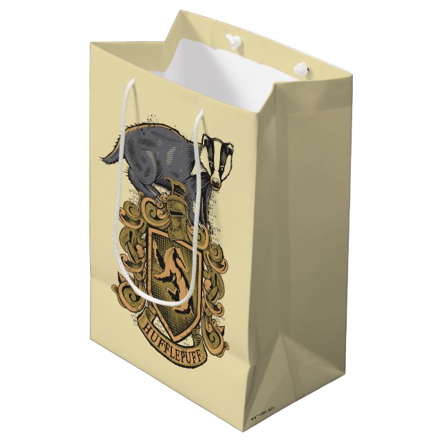 Harry Potter | Hufflepuff-Wappen mit Badger Mittlere Geschenktüte (Vorderseite Schrägansicht)