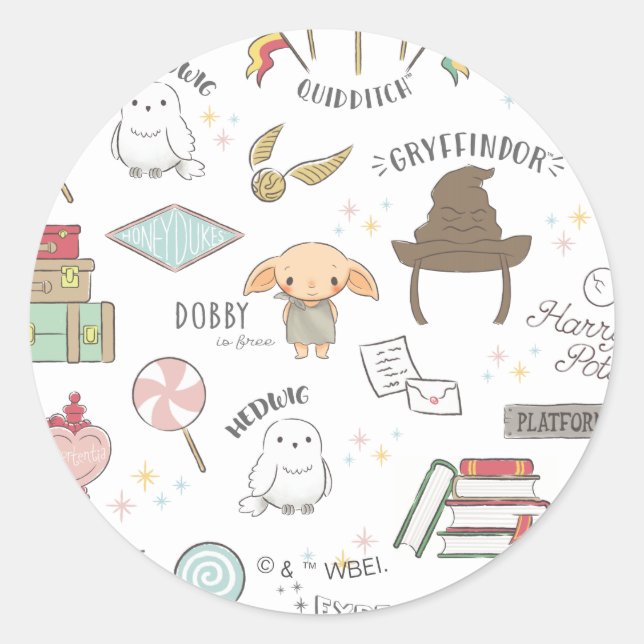 HARRY POTTER™ Kleines Magie-Muster Runder Aufkleber (Vorderseite)
