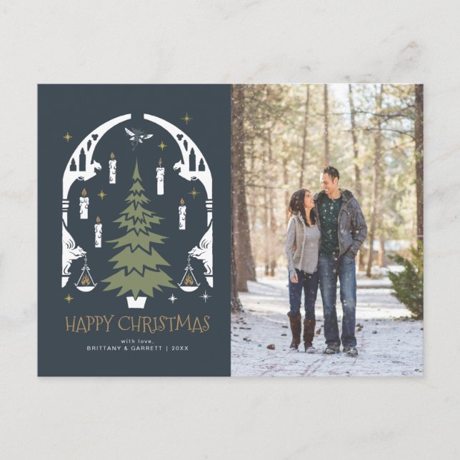 HARRY POTTER™ Magischer Weihnachtsbaum Feiertagspostkarte (Vorderseite)