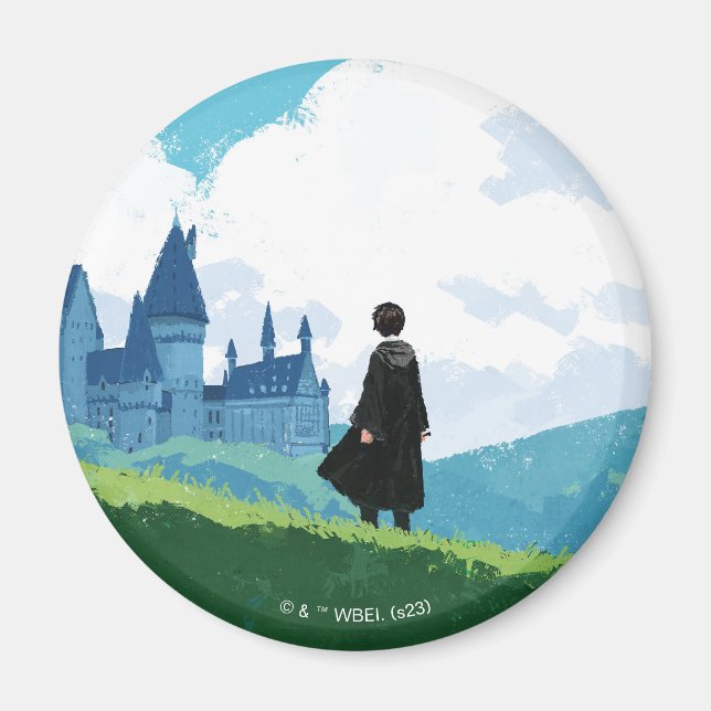 HARRY POTTER™ mit Blick auf das Schloss HOGWARTS™ Magnet (Vorne)
