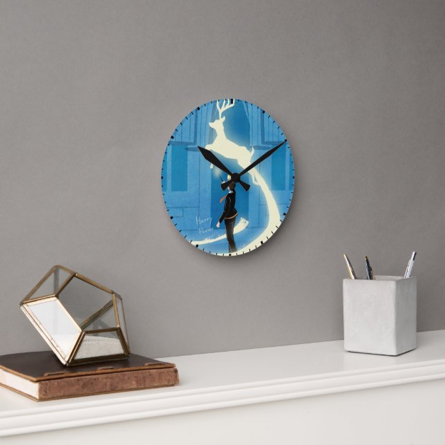HARRY POTTER™ Patronus-Malerei Runde Wanduhr (Büro)