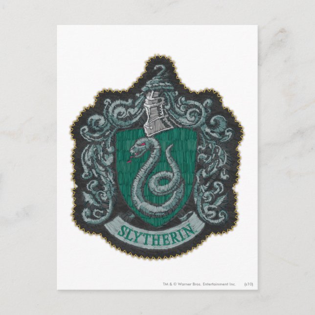 Harry Potter | Retro Mighty Slytherin Wappen Postkarte (Vorderseite)