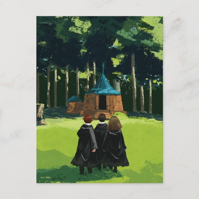 HARRY POTTER™, Ron & Hermione bei Hagrid's Hut Postkarte (Vorderseite)