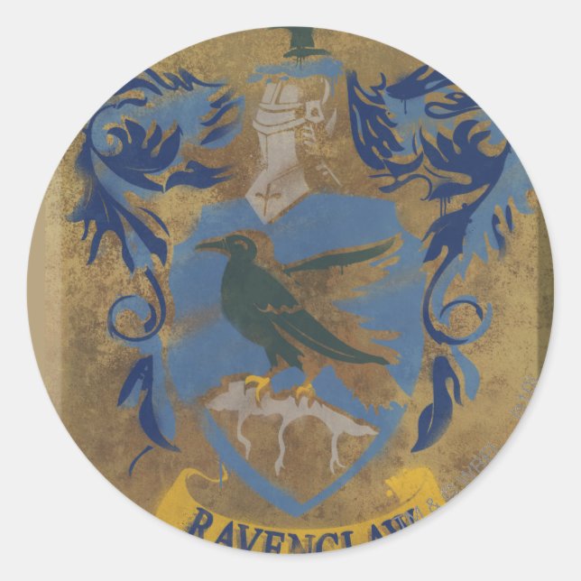 Harry Potter | Rustikale Ravenclaw-Malerei Runder Aufkleber (Vorderseite)