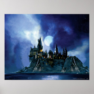 Harry Potter Schloss Hogwarts bei Nacht Poster