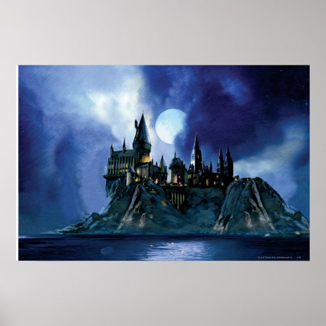 Harry Potter Schloss | Hogwarts bei Nacht Poster (Vorne)