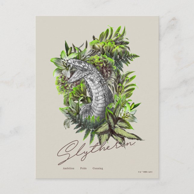 HARRY POTTER™ SLYTHERIN™ Blumengrafik Postkarte (Vorderseite)