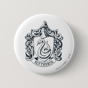 Harry Potter Slytherin Crest - Black and White Button