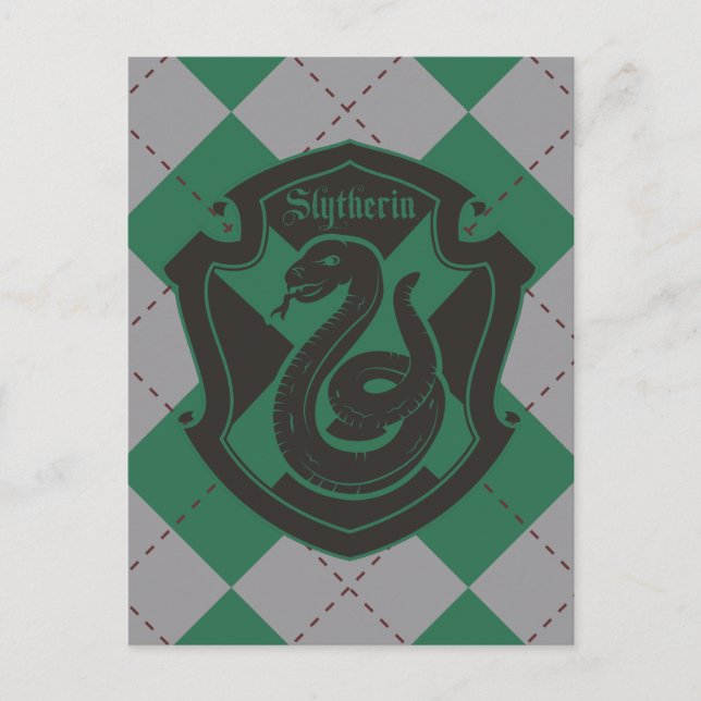 Harry Potter | Slytherin House Pride Wappen Postkarte (Vorderseite)