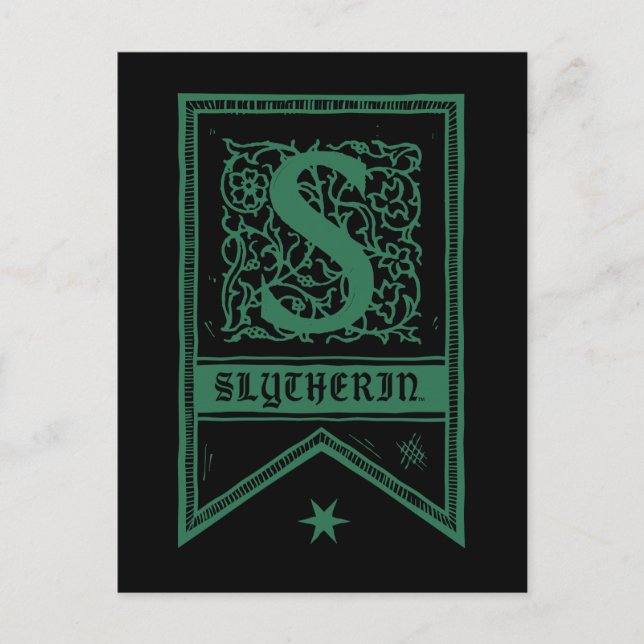 Harry Potter | Slytherin Monogram Banner Postkarte (Vorderseite)