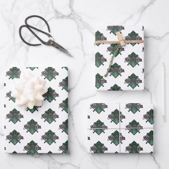 Harry Potter Slytherin | QUIDDITCH™ Crest Geschenkpapier Set (Vorderseite)