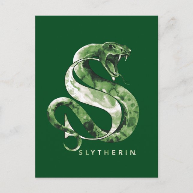 Harry Potter | SLYTHERIN™ Schlange Wasserfarbe Postkarte (Vorderseite)