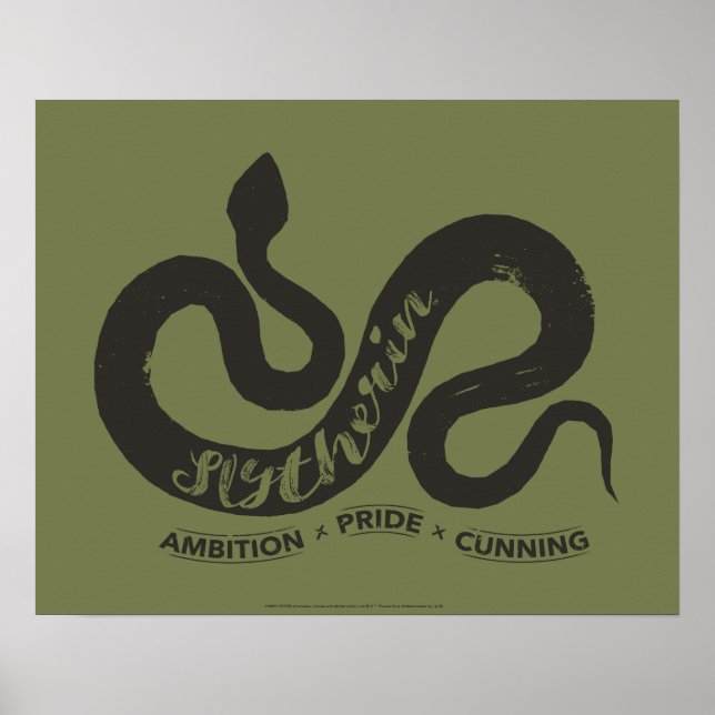 Harry Potter | SLYTHERIN™ Silhouette Typografie Poster (Vorne)