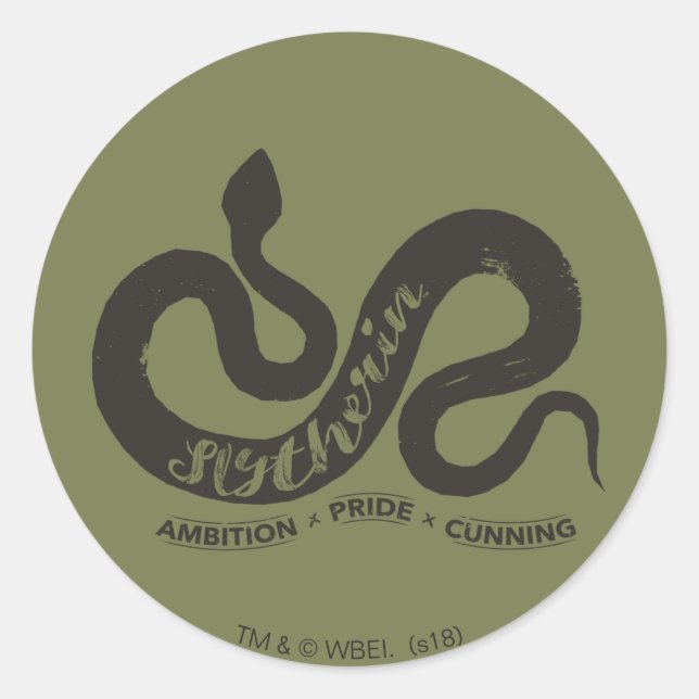 Harry Potter | SLYTHERIN™ Silhouette Typografie Runder Aufkleber (Vorderseite)