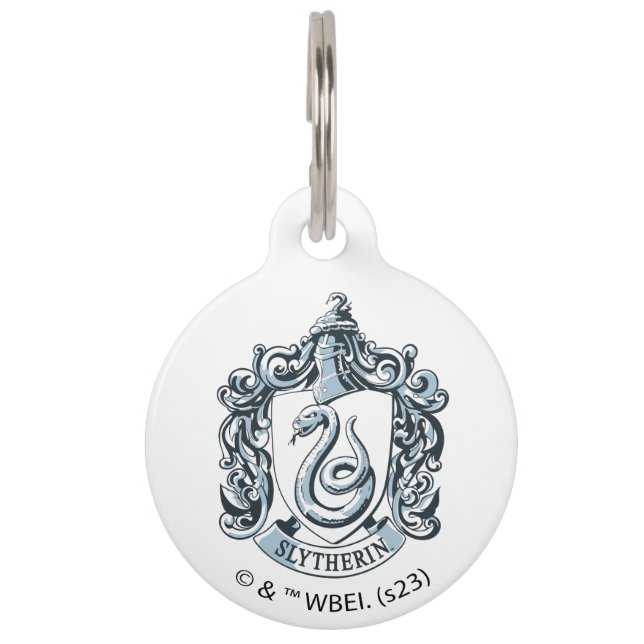 Harry Potter | Slytherin Wappen - Eisblau Haustiermarke (Vorderseite)