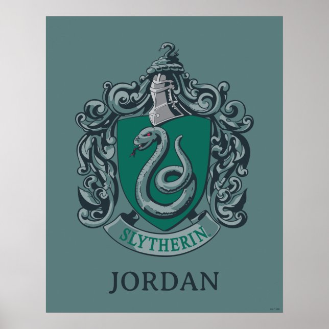Harry Potter | Slytherin Wappen Grün Poster (Vorne)