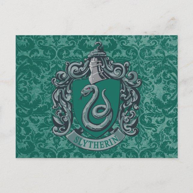 Harry Potter | Slytherin Wappen Grün Postkarte (Vorderseite)